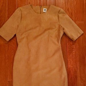 Calvin Klein Autumn Wheat / Gold Faux Suede Dress Size 8